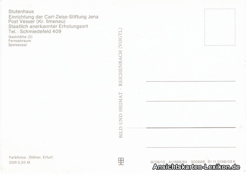 vintage Postcard from 1984: im Stutenhaus in Vesser:: Vesser-Suhl