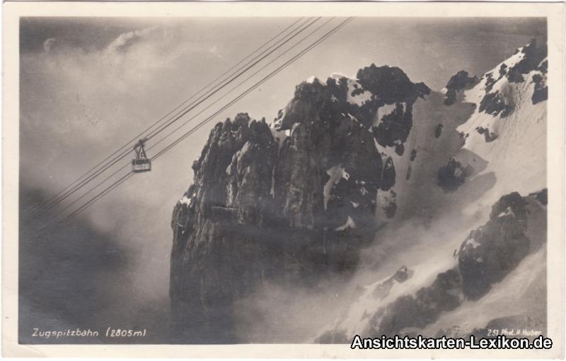 vintage Postcard from 1927: Zugspitzbahn (2805 m):: Grainau