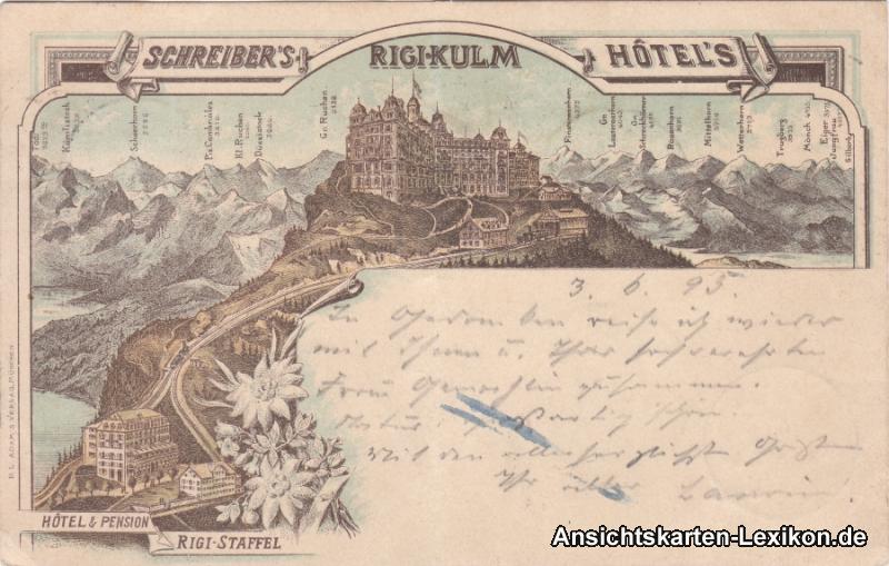 vintage Postcard from 1895: Hotel  und Panorama:: Vitznau