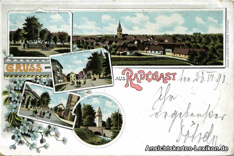 vintage Postcard from 1898: Gruß aus Radegast:: Radegast -Südliches Anhalt