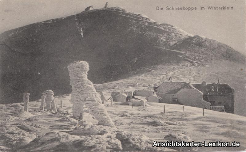 vintage Postcard from 1910: Die Schneekoppe im Winterkleid:: 
