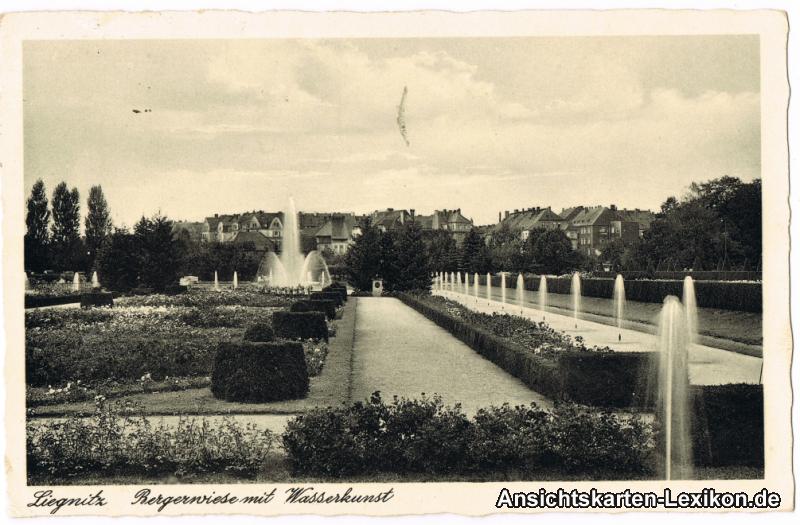 vintage Postcard from 1937: Bürgerwiese - Wasserkunst:: Legnica