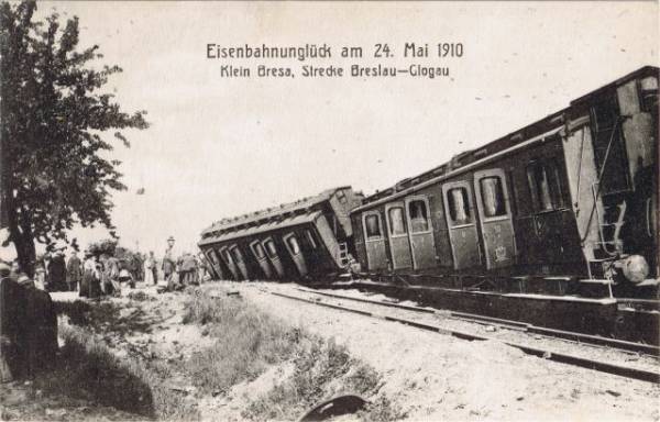vintage Postcard from 1910: Eisenbahnunglück am 24. Mai 1910:: Klein Bresa