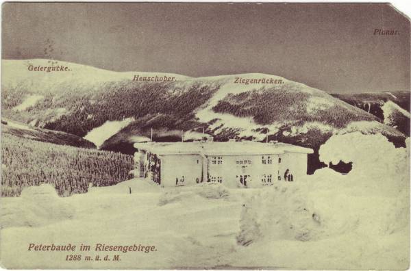 vintage Postcard from 1907: Peterbaude im Winter:: 