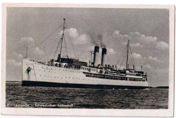 vintage Postcard from 1955: Schwedisches Fährschiff:: Warnemünde-Rostock