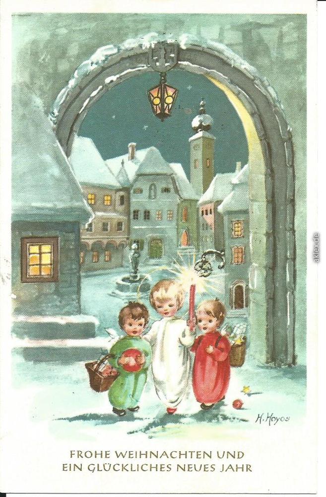 vintage Postcard from 1973: Frohe Weihnachten und ein glückliches neues Jahr:: 