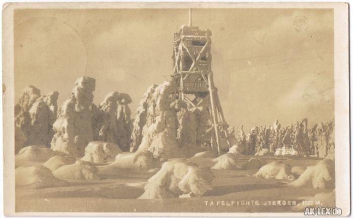 vintage Postcard from 1925: Aussichtsturm - Tafelfichte im Winter - Foto AK:: 