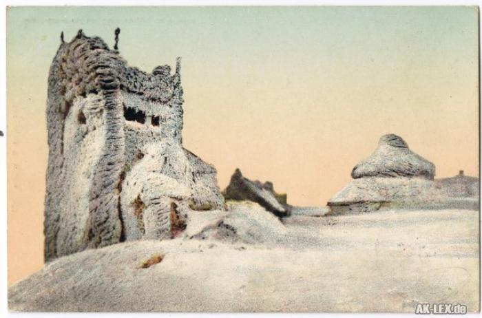 vintage Postcard from 1913: Die Häuser der Schneekoppe im Winter:: 