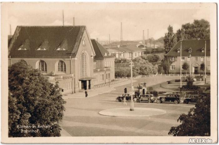 vintage Postcard from 1940: Bahnhof - Foto AK gel. 1952:: 