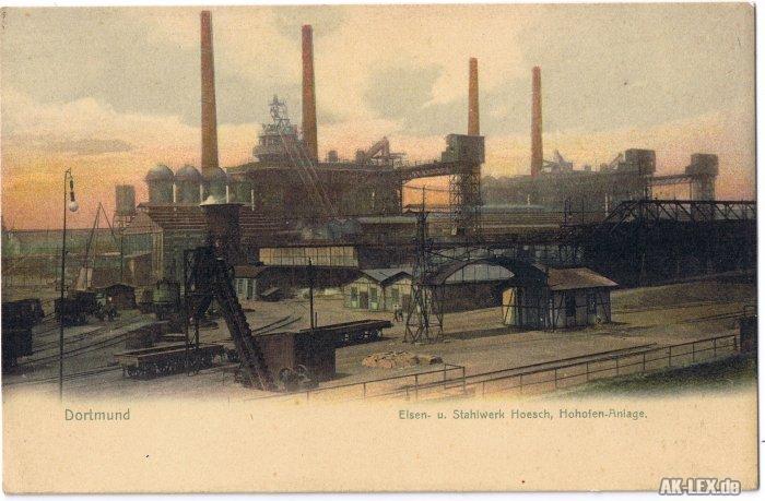 vintage Postcard from 1904: Eisen- u. Stahlwerk Hoesch - Hohofen-Anlage:: Dortmund