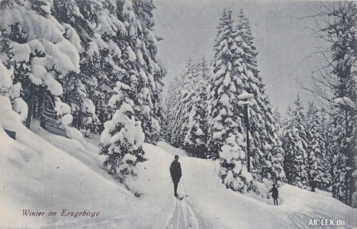 vintage Postcard from 1910: Winter im Erzgebirge (Winter AK) ca. 1910:: 